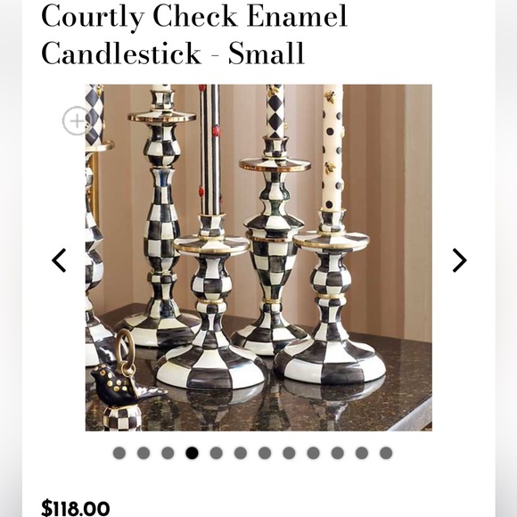 MacKenzie-Child’s Courtly Check Enamel Candlestick - Small - Picture 4 of 4